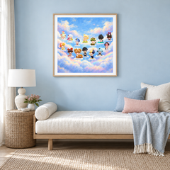 Cloud Companion Circle oil painting displayed in a reading area
