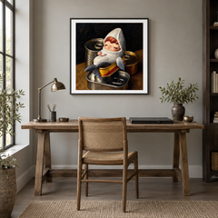 Quiet Little Hideaway oil painting displayed in a creative workspace