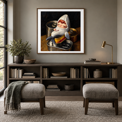 Quiet Little Hideaway oil painting displayed in a reading area