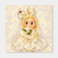 An Ivory Promise Twinkle Twinkle inspired oil painting on a light gray background
