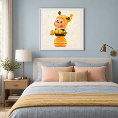 Bee Your Honey Twinkle Twinkle inspired oil painting displayed in a bedroom