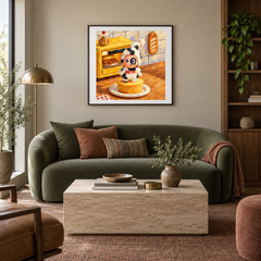 Milk Pudding Morning Twinkle Twinkle inspired oil painting displayed in a living room