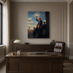 Defiance in Butler hand-painted oil artwork displayed in executive office