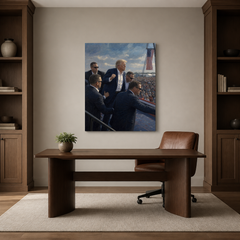 Still Standing hand-painted oil artwork displayed in home office