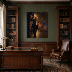 The Comeback hand-painted oil artwork displayed in traditional study