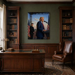 Return to Butler hand-painted oil artwork displayed in traditional study