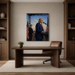 Return to Butler hand-painted oil artwork displayed in home office