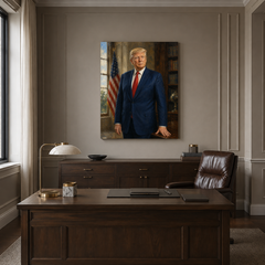 The 47th President hand-painted oil artwork displayed in executive office