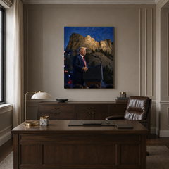 At the Shrine of Democracy hand-painted oil artwork displayed in executive office
