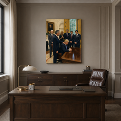 Oval Office Prayer hand-painted oil artwork displayed in executive office