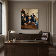 The Inner Circle hand-painted oil artwork displayed in executive office