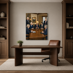 In the War Room hand-painted oil artwork displayed in home office
