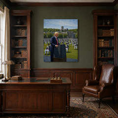 Commander in Chief hand-painted oil artwork displayed in traditional study