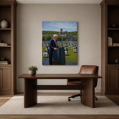Commander in Chief hand-painted oil artwork displayed in home office
