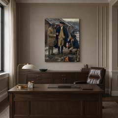 Winter at Valley Forge hand-painted oil artwork displayed in executive office