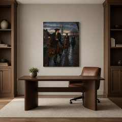 Paul Revere’s Midnight Ride hand-painted oil artwork displayed in home office