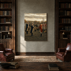 Victory at Yorktown hand-painted oil artwork displayed in private library