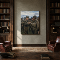Eisenhower Before D-Day hand-painted oil artwork displayed in private library