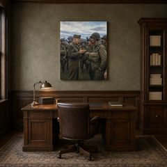 Eisenhower Before D-Day hand-painted oil artwork displayed in veteran history study