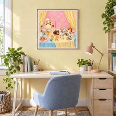 Sweet Little Celebration displayed in a study or creative desk with coordinated furniture