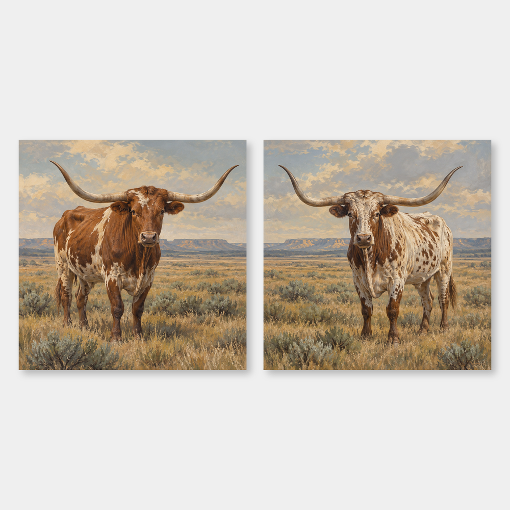 Prairie Pair Western oil painting set of 2