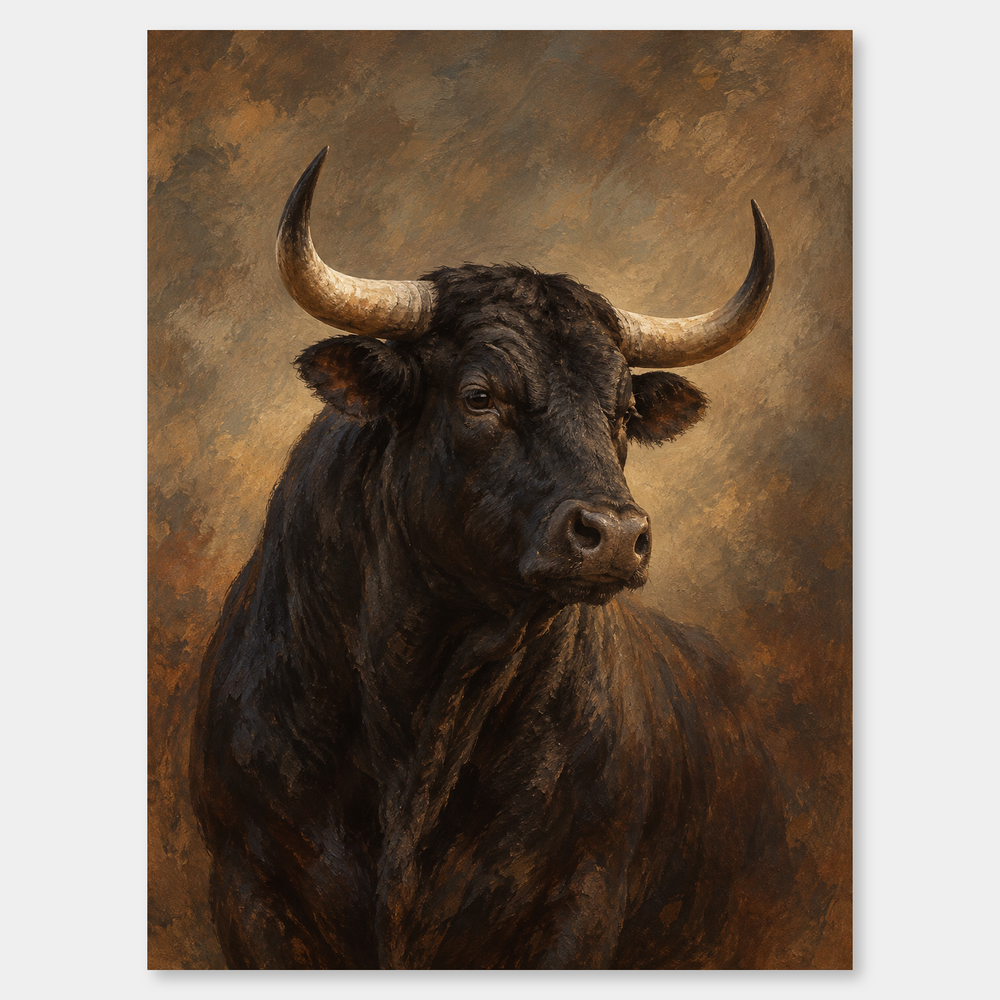 Black Bull Study Western oil painting