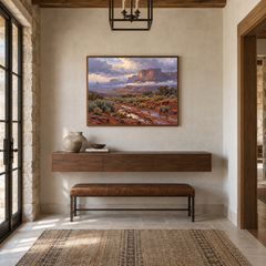 Mesa After Rain Western oil painting displayed in a entryway