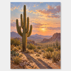 Saguaro Light Western oil painting