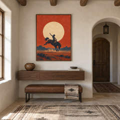 Rodeo Memory Western oil painting displayed in a entryway