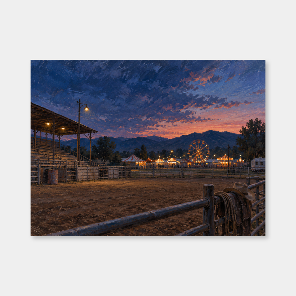 The County Fair at Dusk western oil painting
