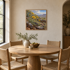 Desert Marigold after Rain Western oil painting displayed in an interior scene 1