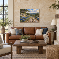 Bluebonnet Road after Rain Western oil painting displayed in an interior scene 1