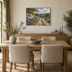 Bluebonnet Road after Rain Western oil painting displayed in an interior scene 3