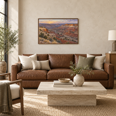 Palo Duro at First Light Western oil painting displayed in an interior scene 1