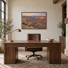 Palo Duro at First Light Western oil painting displayed in an interior scene 2