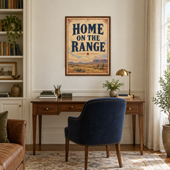 Home on the Range in a navy furnished study