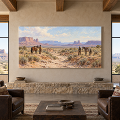 Rendezvous at the Dry Wash above a stone bench in a quiet ranch lounge