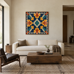 Bold Southwest Blocks oil painting displayed in a living room