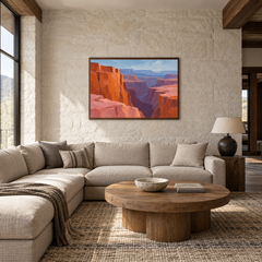 Canyon Color Blocks oil painting displayed in a modern Southwestern living room