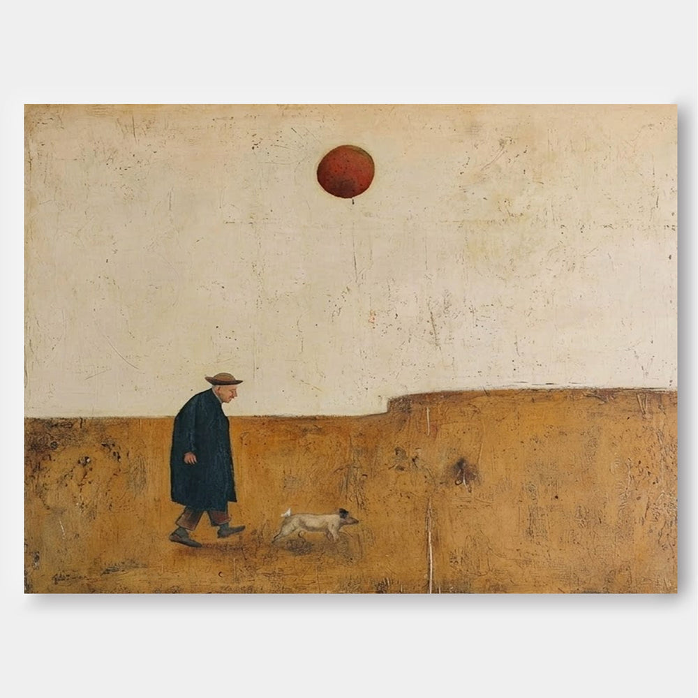 Solitary Journey Original Oil Painting Beige And Brown Tones For Living Room