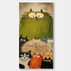 Original Illustrative Cat Artwork With Expressive Texture For Eclectic Home Interior Design