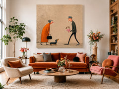 Whimsical Figurative Art Print Romantic Scene With Dachshund