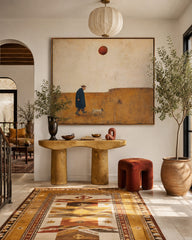 Solitary Journey Original Oil Painting Beige And Brown Tones For Living Room