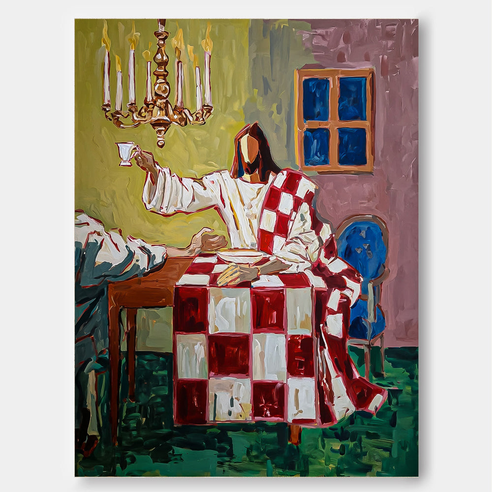 Modern Spiritual Artwork Depicting A Solemn Ritual Scene