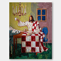 Modern Spiritual Artwork Depicting A Solemn Ritual Scene