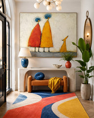 Minimalist Textured Canvas Art Colorful Abstract Figures For Contemporary Home Interior