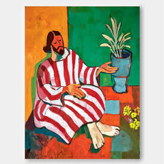 Hand Painted Expressive Figure Art With Textured Brushstrokes In Modern Abstract Style For Interior Design