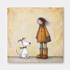 Heartwarming Animal Art Square Painting Of Dog And Owner For Living Room Decor