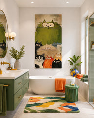 Original Illustrative Cat Artwork With Expressive Texture For Eclectic Home Interior Design