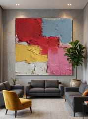 Modern Geometric Abstract Art With Rich Texture Ideal For Contemporary Lounge Wall Decor